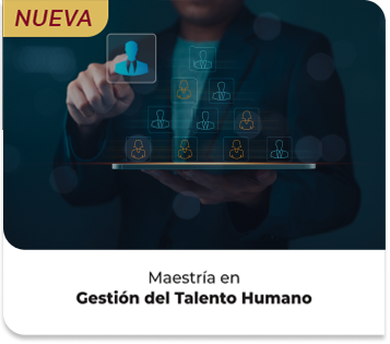 Programa relacionado: Gestión del Talento Humano de UNIS Virtual, mano que elige un perfil entre íconos de personas
