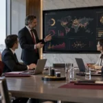 Directivos revisando la estrategia de ciberseguridad y los riesgos digitales de la organización
