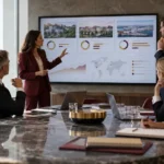 Equipo financiero comparando escenarios con datos e indicadores para tomar una decisión estratégica