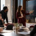 Estratega de marketing digital revisando campañas y analítica predictiva con inteligencia artificial